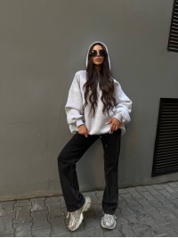 Жіночий худі з капюшоном на флiсi сірого кольору 34641