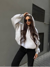 Жіночий худі з капюшоном на флiсi сірого кольору 34641