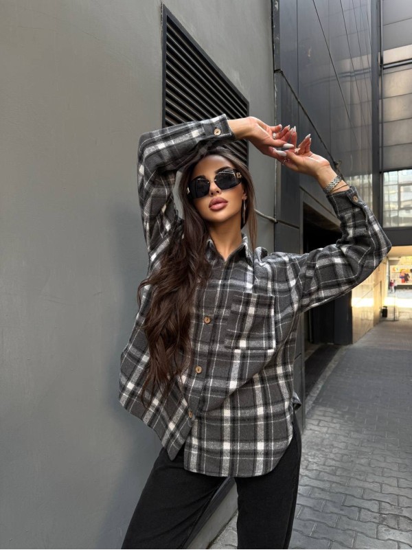 Кашемiрова жіноча сорочка графiтового кольору 34643