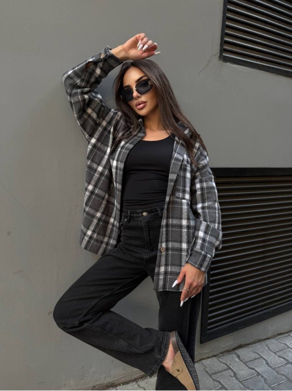 Кашемiрова жіноча сорочка графiтового кольору 34643