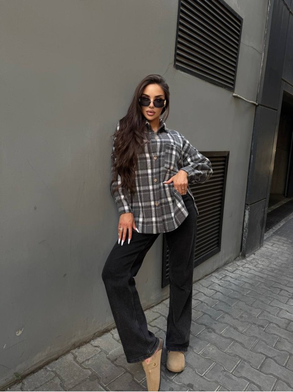 Кашемiрова жіноча сорочка графiтового кольору 34643