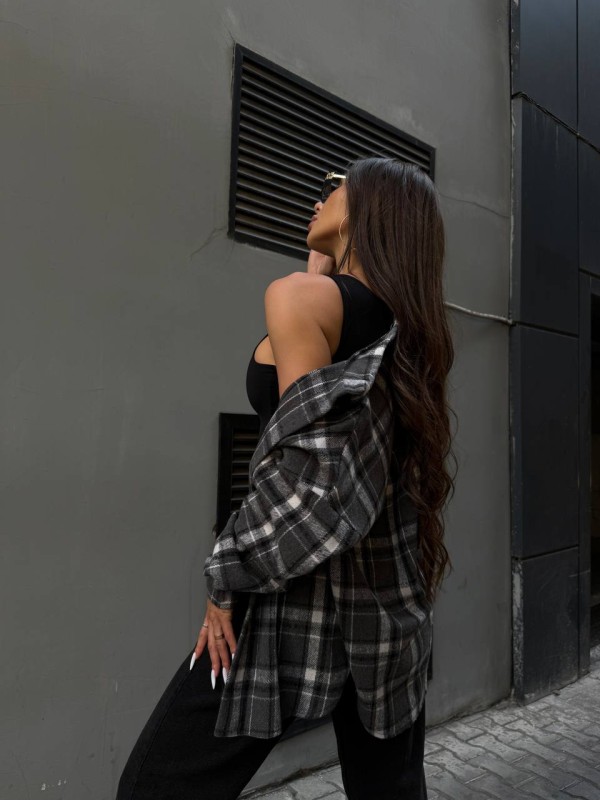 Кашемiрова жіноча сорочка графiтового кольору 34643