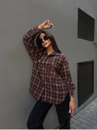 Кашемiрова жіноча сорочка коричневого кольору 34644