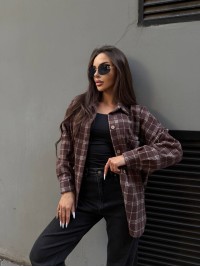 Кашемiрова жіноча сорочка коричневого кольору 34644