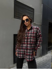 Кашемiрова жіноча сорочка бордового кольору 34645