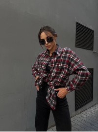 Кашемiрова жіноча сорочка бордового кольору 34645