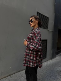 Кашемiрова жіноча сорочка бордового кольору 34645