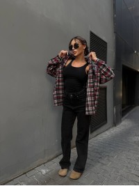 Кашемiрова жіноча сорочка бордового кольору 34645