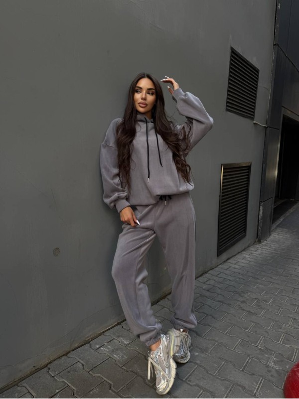 Жіночий флісовий костюм графiтового кольору 34650