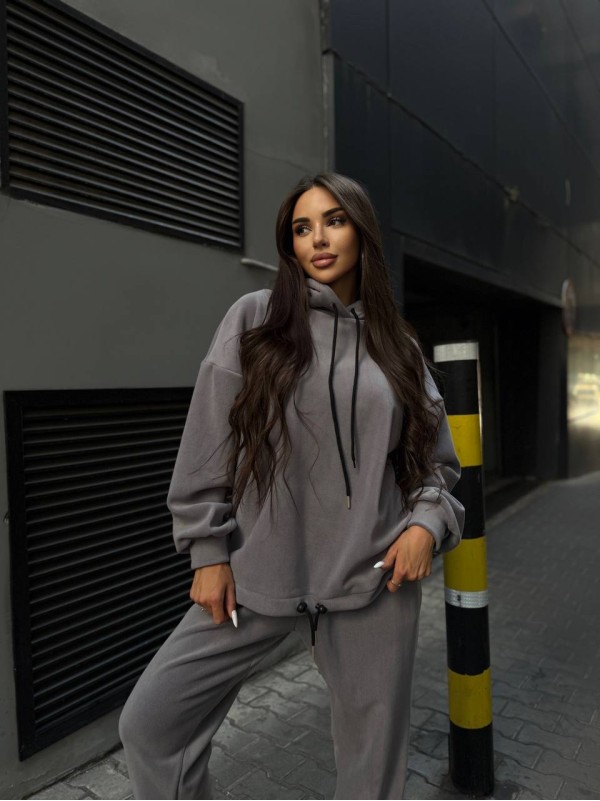 Жіночий флісовий костюм графiтового кольору 34650