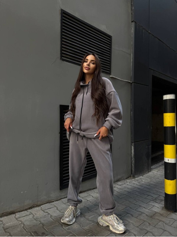 Жіночий флісовий костюм графiтового кольору 34650
