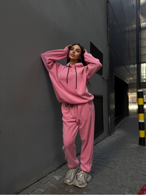 Жіночий флісовий костюм рожевого кольору 34651