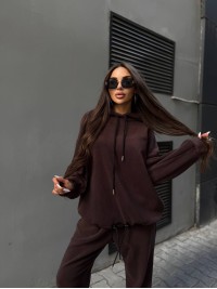 Жіночий флісовий костюм коричневого кольору 34652