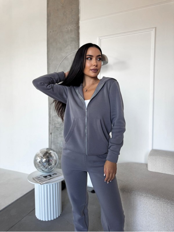 Жіночий спортивний костюм на флiсi сiрого кольору 34667