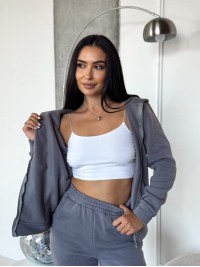 Жіночий спортивний костюм на флiсi сiрого кольору 34667