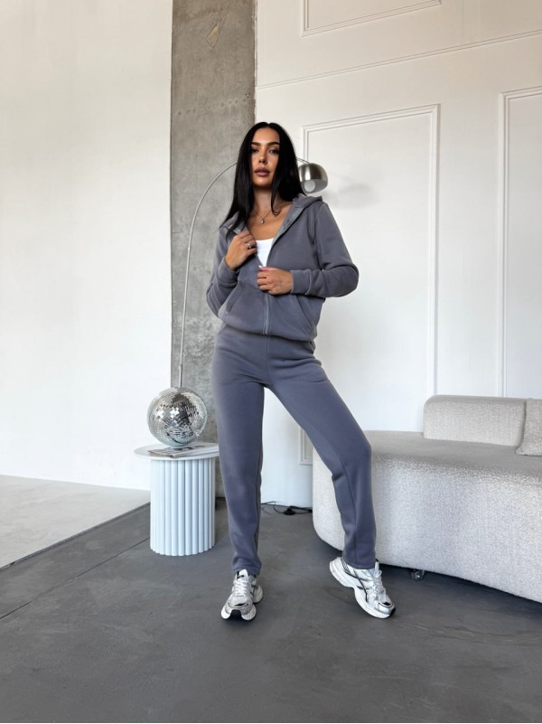 Жіночий спортивний костюм на флiсi сiрого кольору 34667