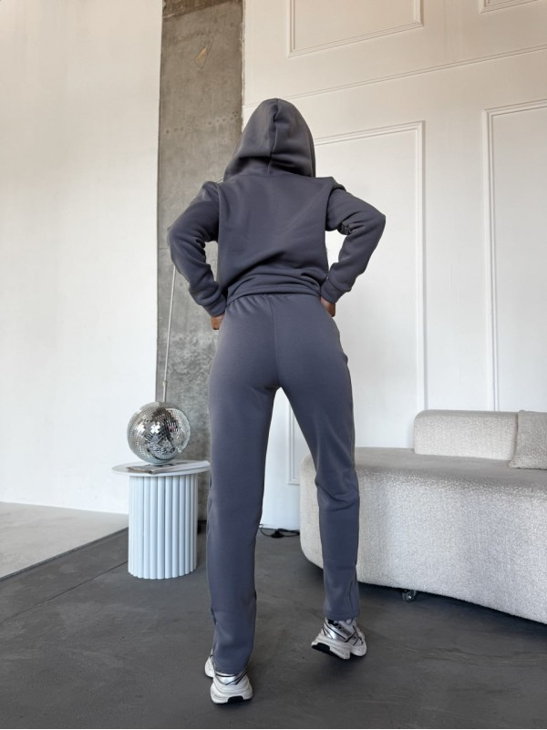 Жіночий спортивний костюм на флiсi сiрого кольору 34667