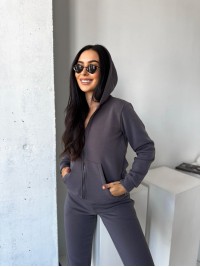 Жіночий спортивний костюм на флiсi графiтового кольору 34668