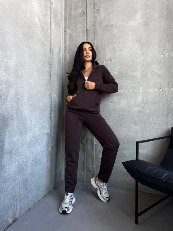 Жіночий спортивний костюм на флiсi коричневого кольору 34669