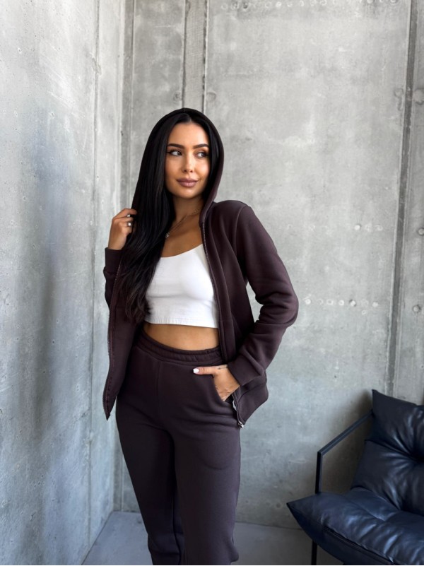 Жіночий спортивний костюм на флiсi коричневого кольору 34669