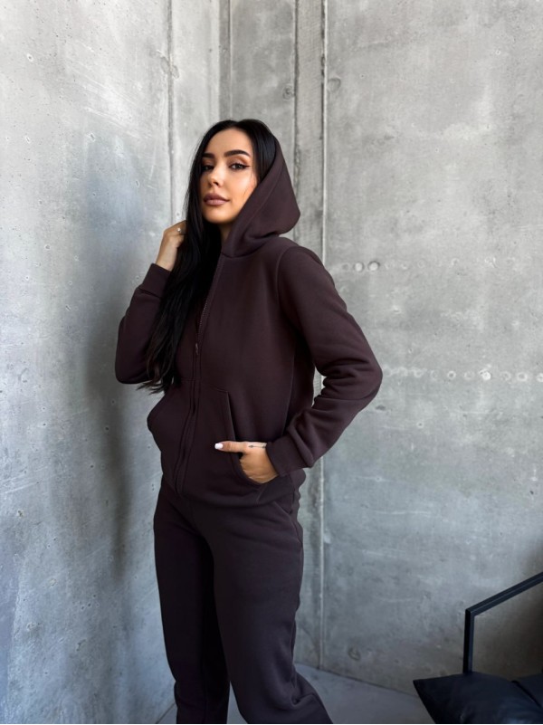 Жіночий спортивний костюм на флiсi коричневого кольору 34669