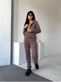 Жіночий спортивний костюм на флiсi кавового кольору 34670