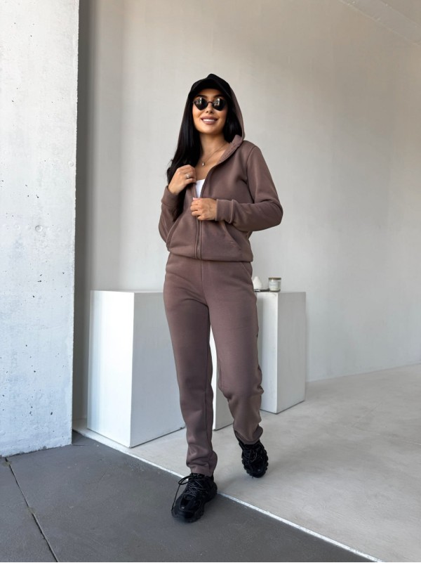 Жіночий спортивний костюм на флiсi кавового кольору 34670