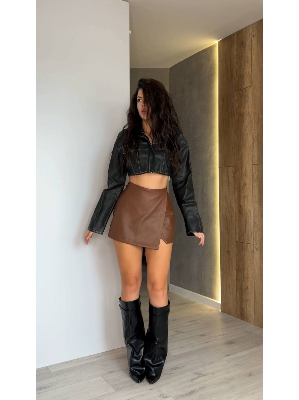 Класична спідниця-шорти коричневого кольору 34674