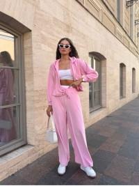 Велюровий жіночий костюм на блискавці рожевого кольору 34692