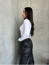 Базовий однотонний боді в рубчик бiлого кольору 34712