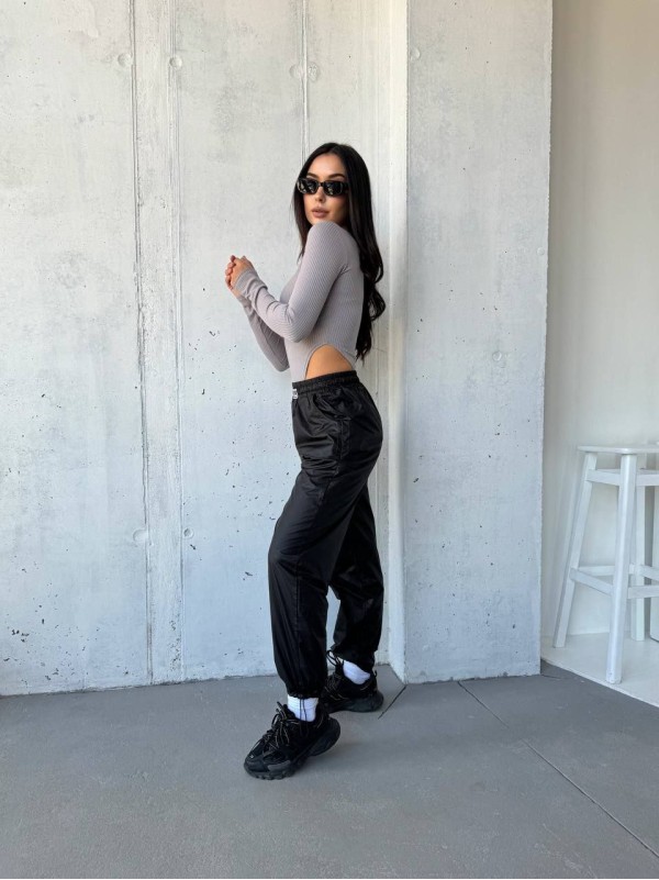 Базовий однотонний боді в рубчик сiрого кольору 34713