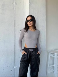 Базовий однотонний боді в рубчик сiрого кольору 34713