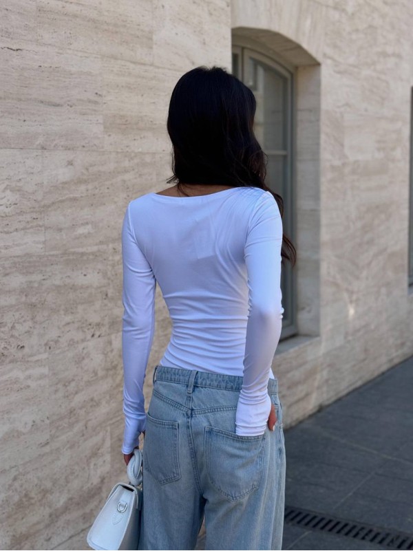 Базовий боді з розрізом для пальців бiлого кольору 34715