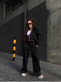 Жіночий спортивний костюм на флiсi чорного кольору 34723