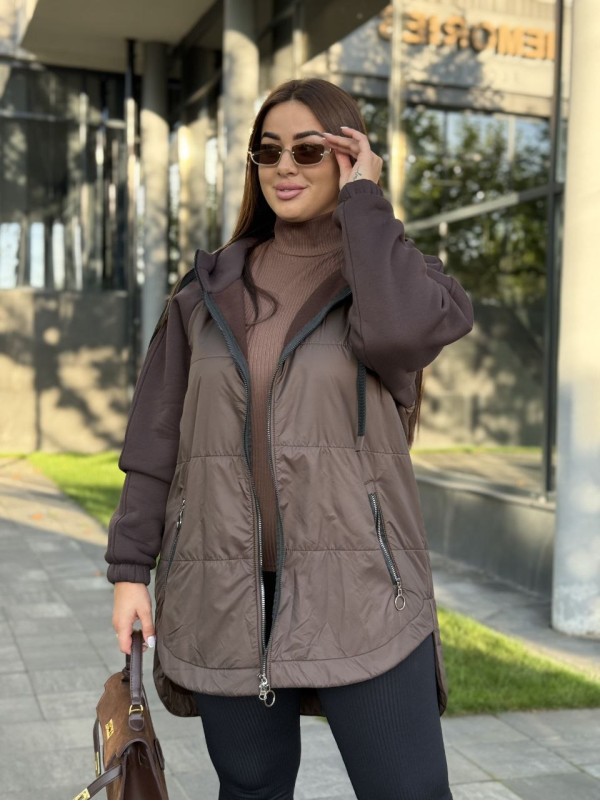 Жіноча куртка-кардиган коричневого кольору 34728