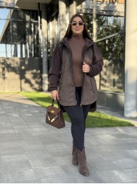Жіноча куртка-кардиган коричневого кольору 34728