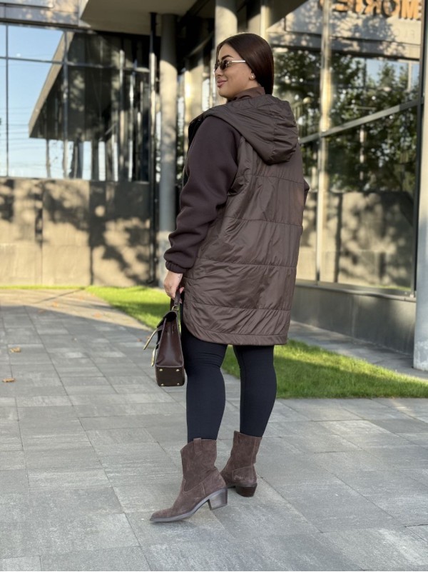 Жіноча куртка-кардиган коричневого кольору 34728