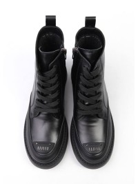 Жіночі черевики з натуральної шкіри чорного кольору 34738