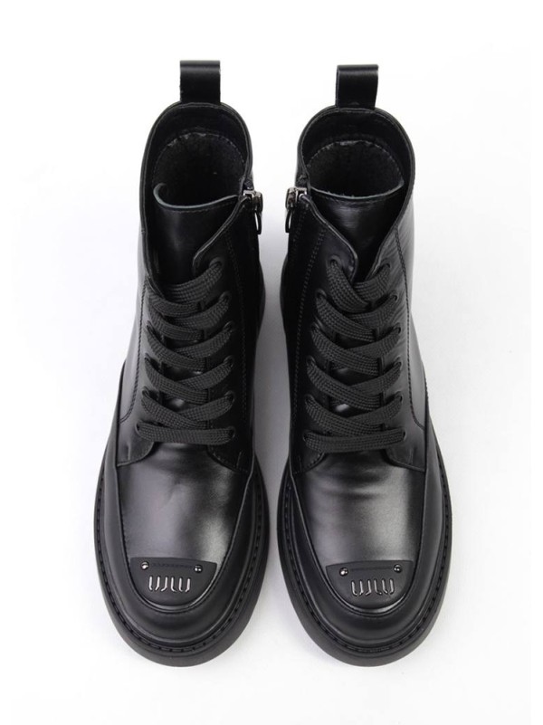 Жіночі черевики з натуральної шкіри чорного кольору 34738