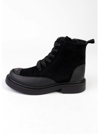 Жіночі черевики з натуральної замші чорного кольору 34739