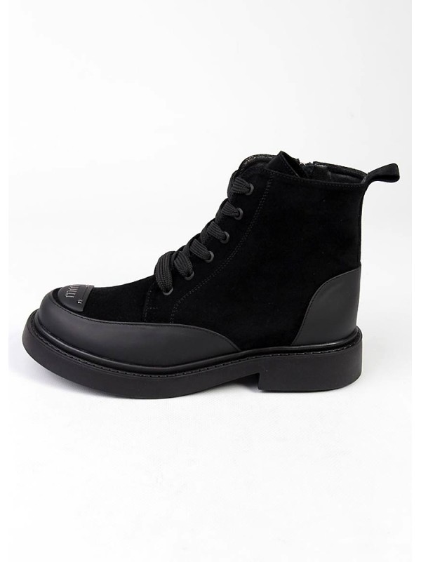 Жіночі черевики з натуральної замші чорного кольору 34739