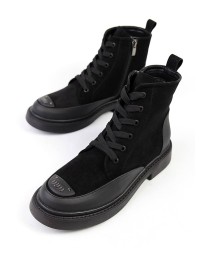 Жіночі черевики з натуральної замші чорного кольору 34739