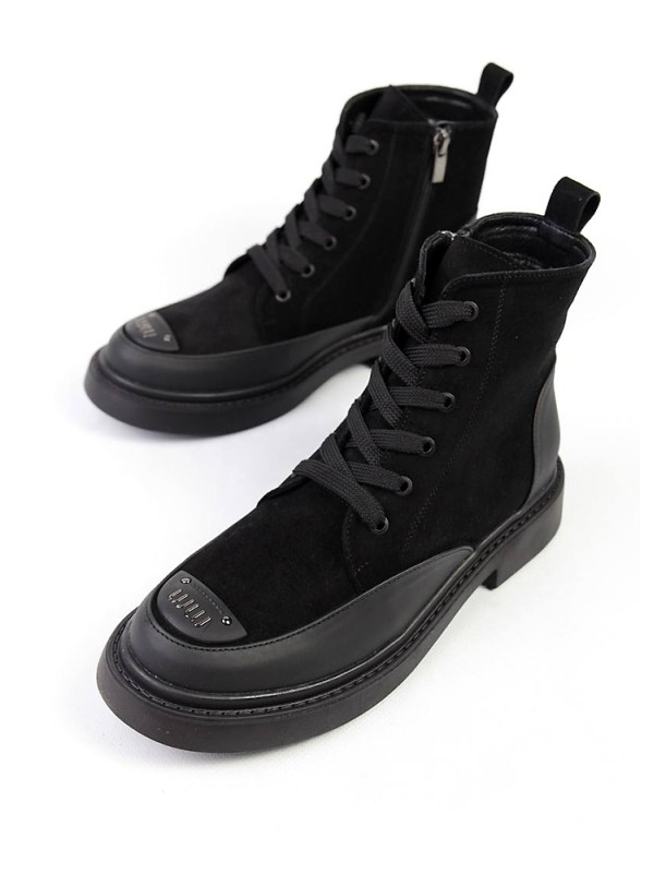 Жіночі черевики з натуральної замші чорного кольору 34739