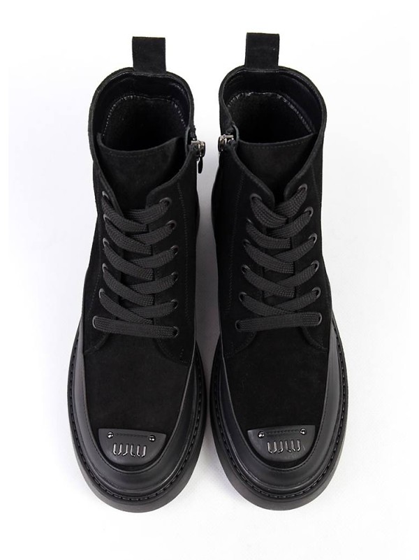 Жіночі черевики з натуральної замші чорного кольору 34739