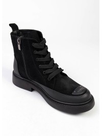 Жіночі черевики з натуральної замші чорного кольору 34739