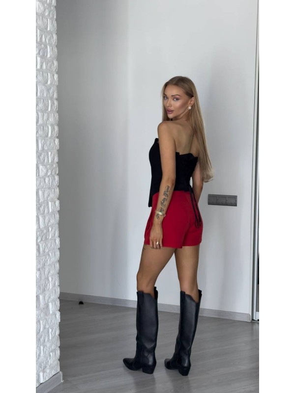 Жiночiй класичний костюм пiджак+спiдниця-шорти червоного кольору 34744