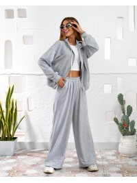 Жіночий спортивний костюм з капюшоном сiрого кольору 34745