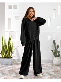 Жіночий спортивний костюм з капюшоном чорного кольору 34746