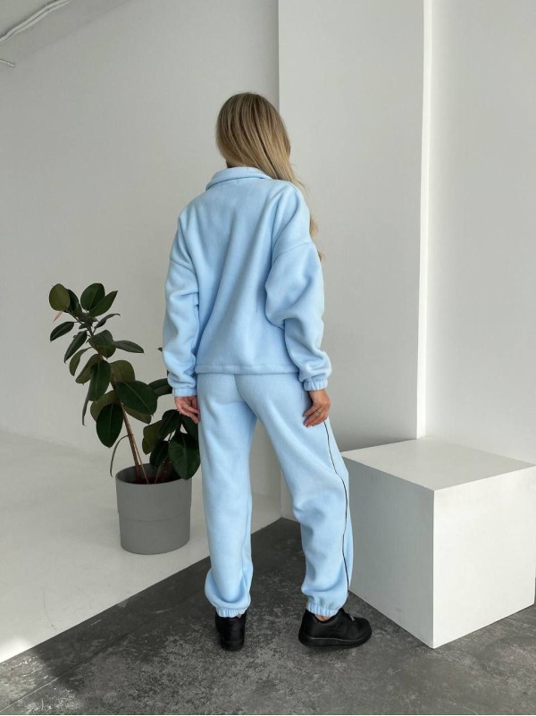 Жіночий флiсовий костюм вiльного крою блакитного кольору 34753