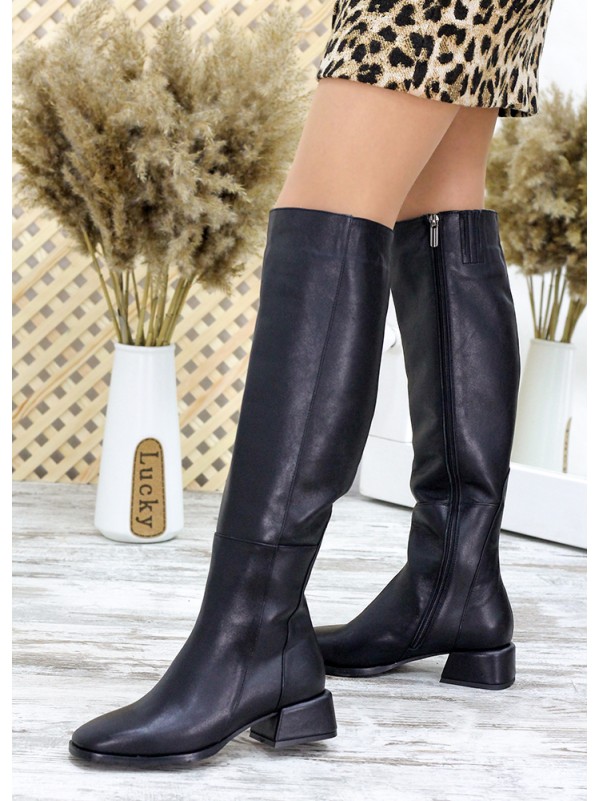 Чоботи з квадратним носком з натуральної шкіри 34754